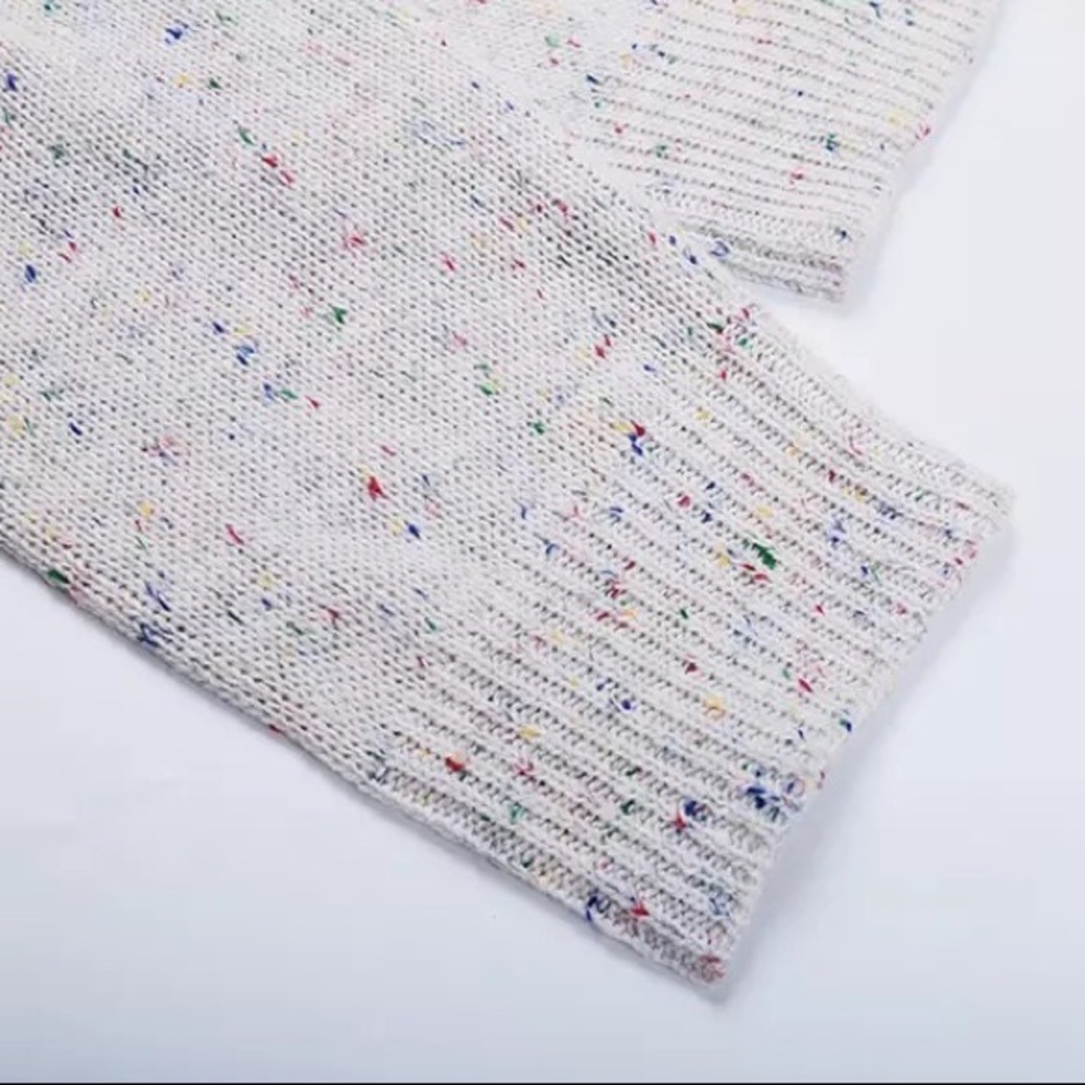 LAST ONE Frayed Confetti Distressed Knit Sweater - Picture 4 of 12